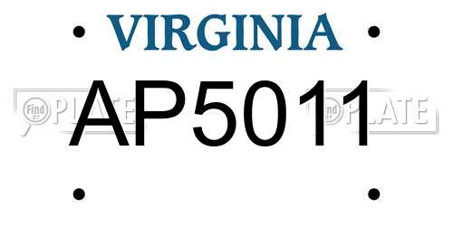 AP5011 Virginia License Plate