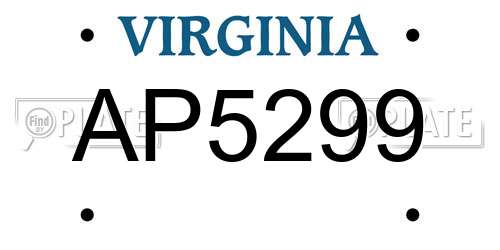 AP5299 Virginia License Plate