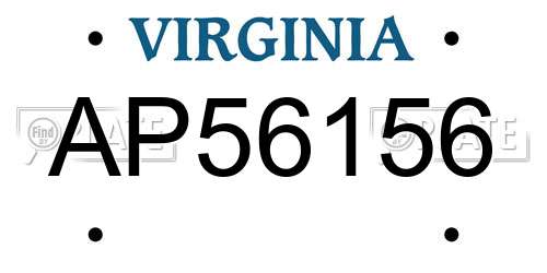 AP56156 Virginia License Plate