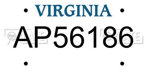 AP56186 Virginia License Plate
