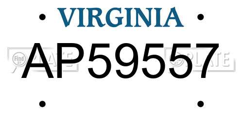 AP59557 Virginia License Plate