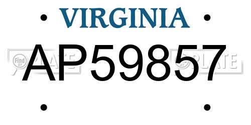 AP59857 Virginia License Plate