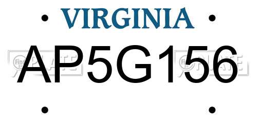 AP5G156 Virginia License Plate