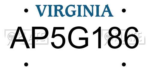 AP5G186 Virginia License Plate