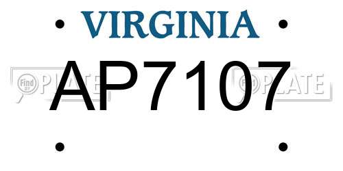 AP7107 Virginia License Plate