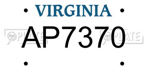 AP7370 Virginia License Plate