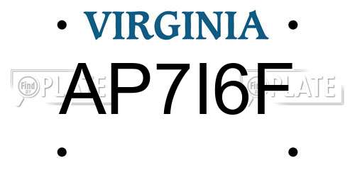 AP7I6F Virginia License Plate