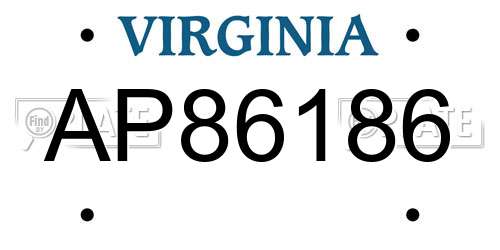 AP86186 Virginia License Plate