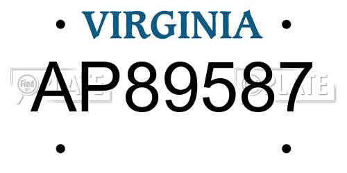 AP89587 Virginia License Plate