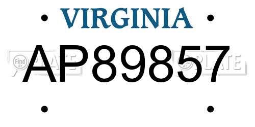 AP89857 Virginia License Plate