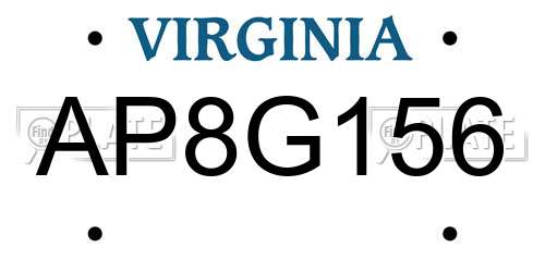 AP8G156 Virginia License Plate