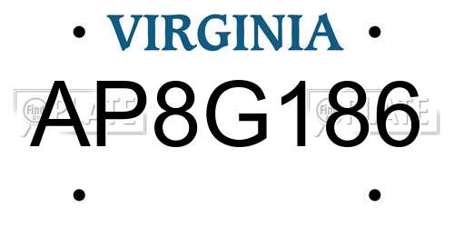 AP8G186 Virginia License Plate