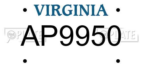 AP9950 Virginia License Plate