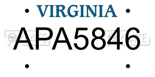 APA5846 Virginia License Plate