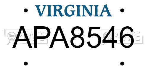 APA8546 Virginia License Plate