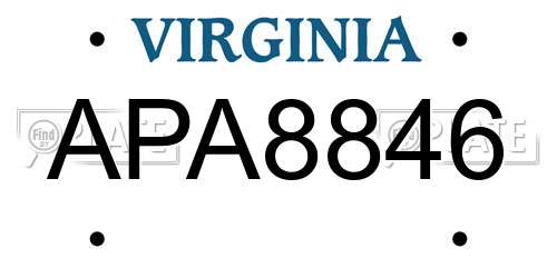APA8846 Virginia License Plate