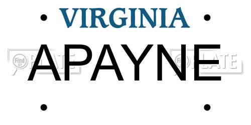 APAYNE Virginia License Plate