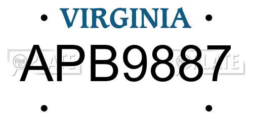 APB9887 Virginia License Plate
