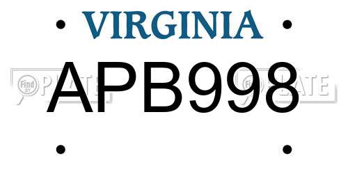 APB998 Virginia License Plate