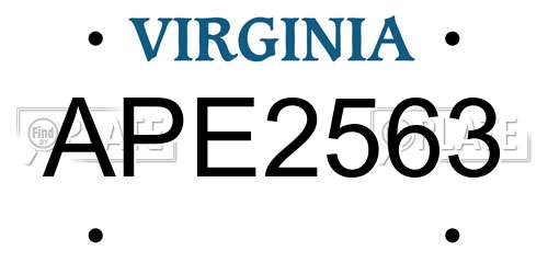 APE2563 Virginia License Plate