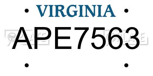APE7563 Virginia License Plate