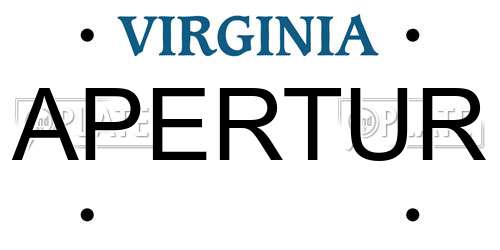 APERTUR Virginia License Plate
