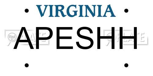 APESHH Virginia License Plate