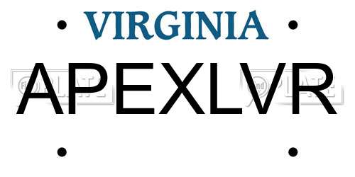 APEXLVR Virginia License Plate