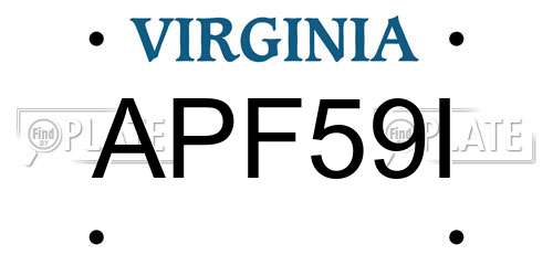 APF59I Virginia License Plate