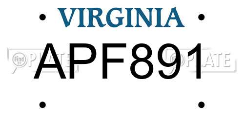 APF891 Virginia License Plate
