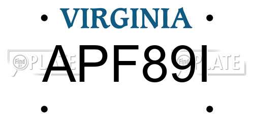 APF89I Virginia License Plate