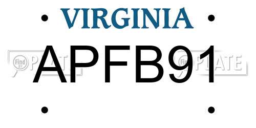 APFB91 Virginia License Plate