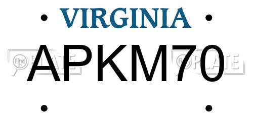 APKM70 Virginia License Plate