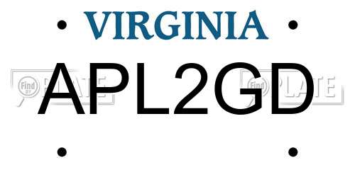 APL2GD Virginia License Plate