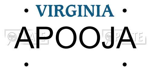 APOOJA Virginia License Plate