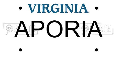 APORIA Virginia License Plate