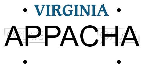 APPACHA Virginia License Plate
