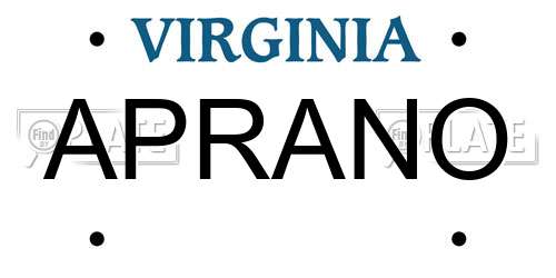 APRANO Virginia License Plate