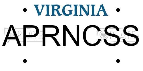 APRNCSS Virginia License Plate