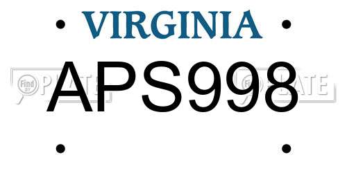 APS998 Virginia License Plate