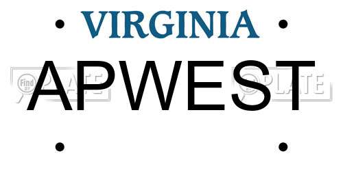 APWEST Virginia License Plate