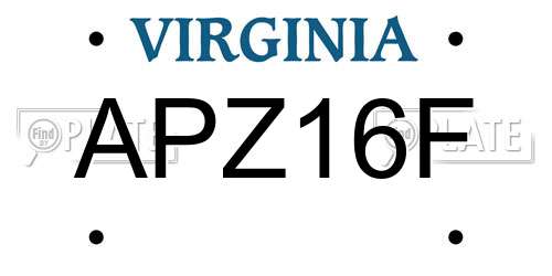APZ16F Virginia License Plate