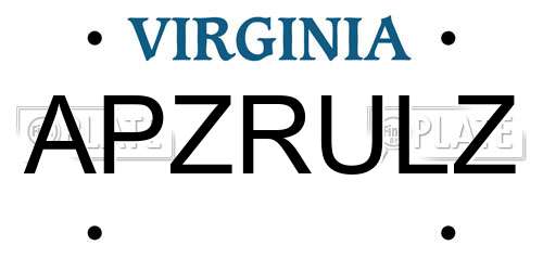 APZRULZ Virginia License Plate