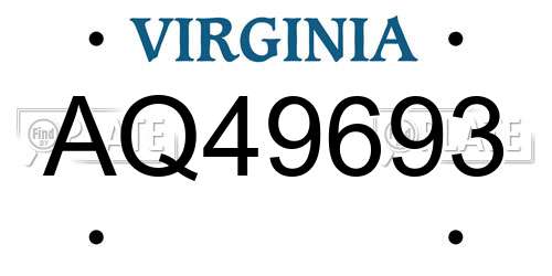 AQ49693 Virginia License Plate