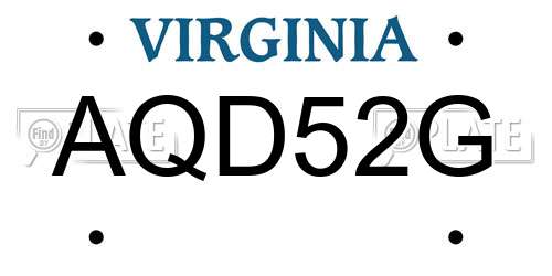 AQD52G Virginia License Plate