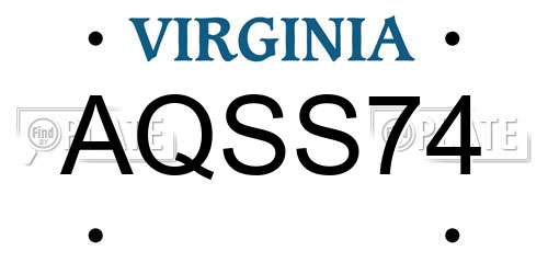 AQSS74 Virginia License Plate