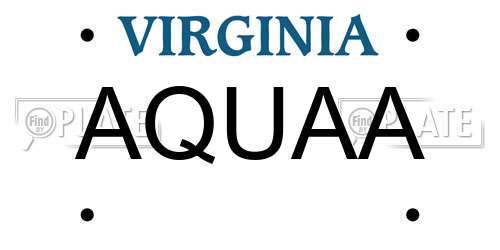 AQUAA Virginia License Plate