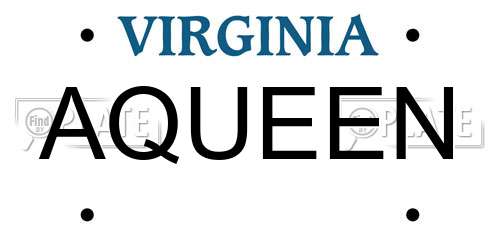 AQUEEN Virginia License Plate