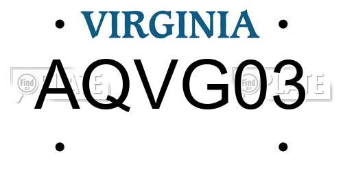 AQVG03 Virginia License Plate