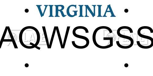 AQWSGSS Virginia License Plate
